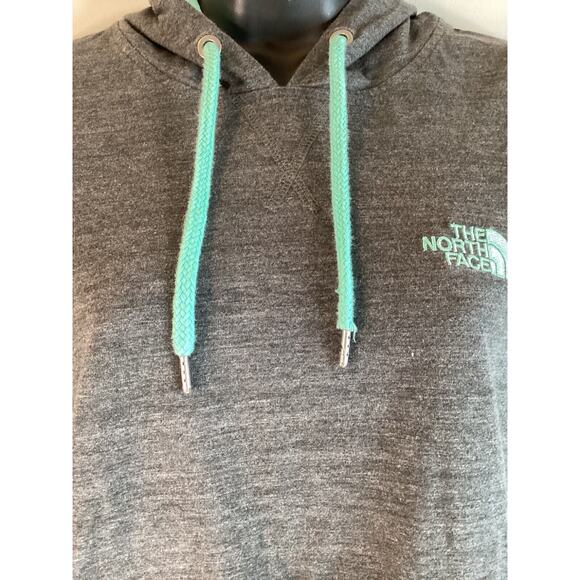 North Face Hoodie Long Sleeve Hooded Gray Mint Womens Kangaroo pocket Medium - Picture 3 of 10